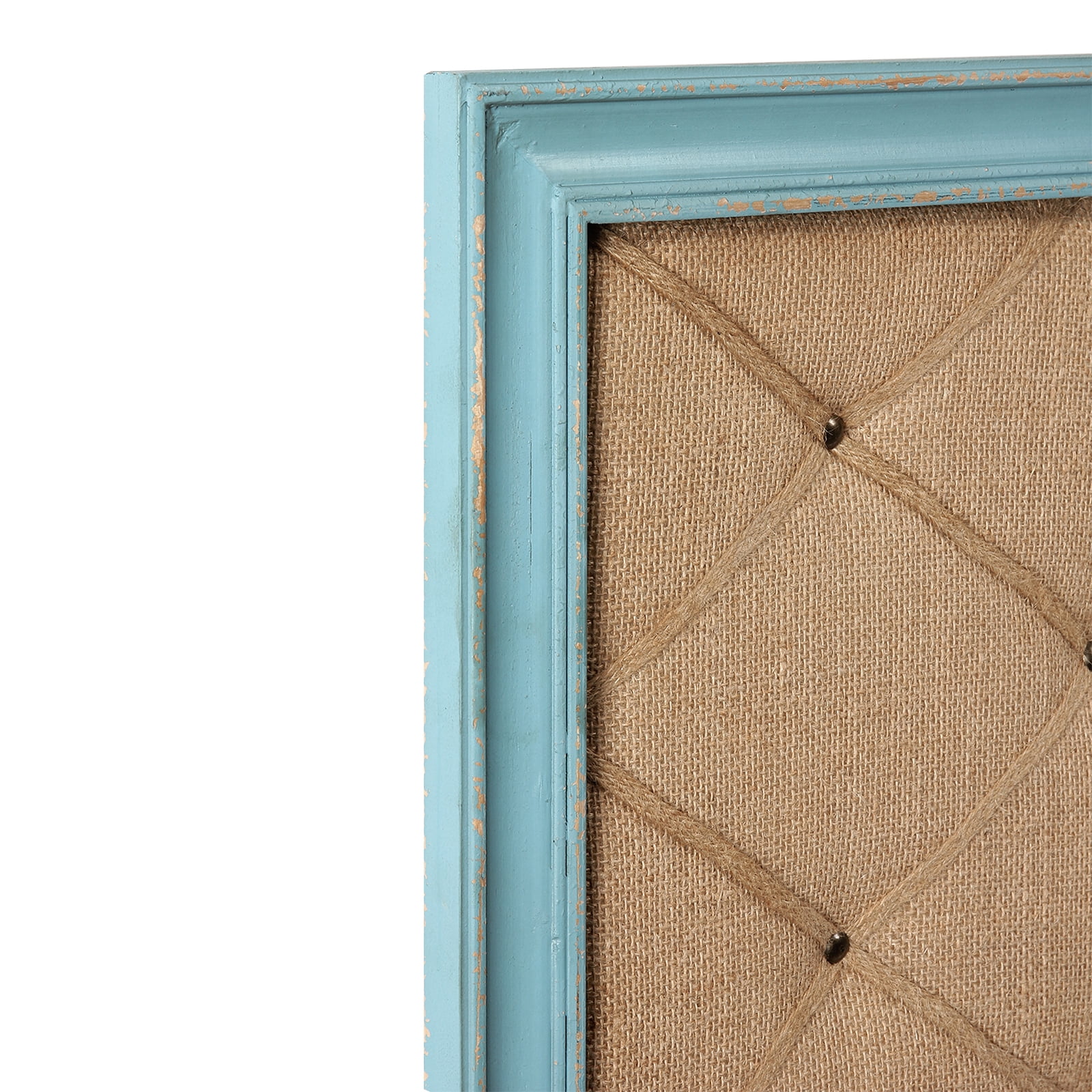 SOFE Fabric Bulletin Board Memo Board 21"×27", Large Cork Boards for Walls with Rustic Blue Frame, Vision Boards Photo Display Board, Pinboard Wall Organizer, Decorative Note Message Board
