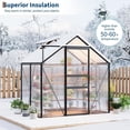 thumbnail image 4 of Polycarbonate Walk-In Greenhouse 6x4 FT – Outdoor Garden Greenhouse with Aluminum Frame, Sliding Door & Roof Vent Window, UV-Resistant Panels, Durable Plant House for Backyard, Patio & Gardening, 4 of 9