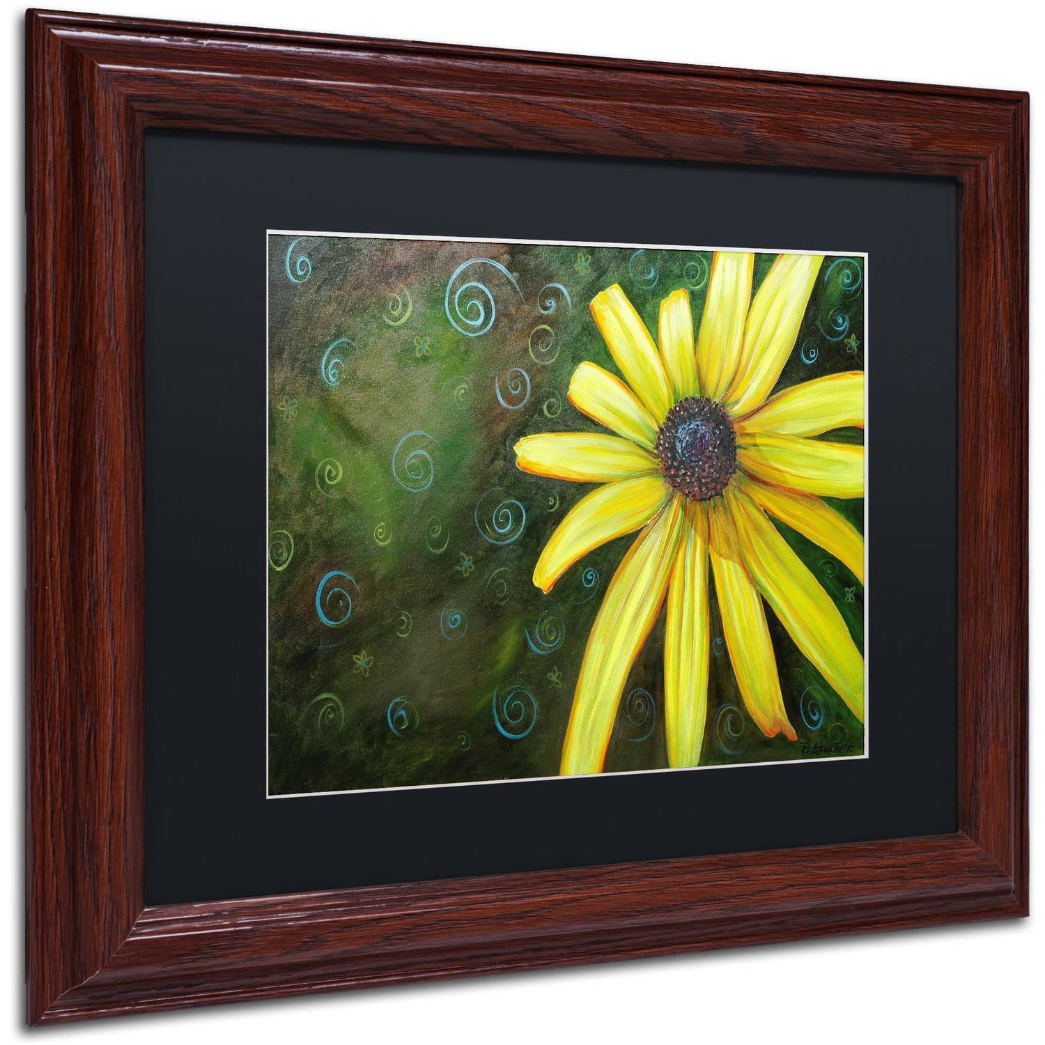 Trademark Fine Art "Black Eyed Susan" Canvas Art by Jennifer Redstreake Black Matte, Wood Frame