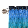 thumbnail image 4 of Blue Geometric Valances for Windows Farmhouse Kitchen Curtains Valances Rod Pocket Valance Curtains for Kitchen Windows Gradient Black Gold Mottled Comb Grid Window Valances for Bathroom 42"x12", 4 of 6