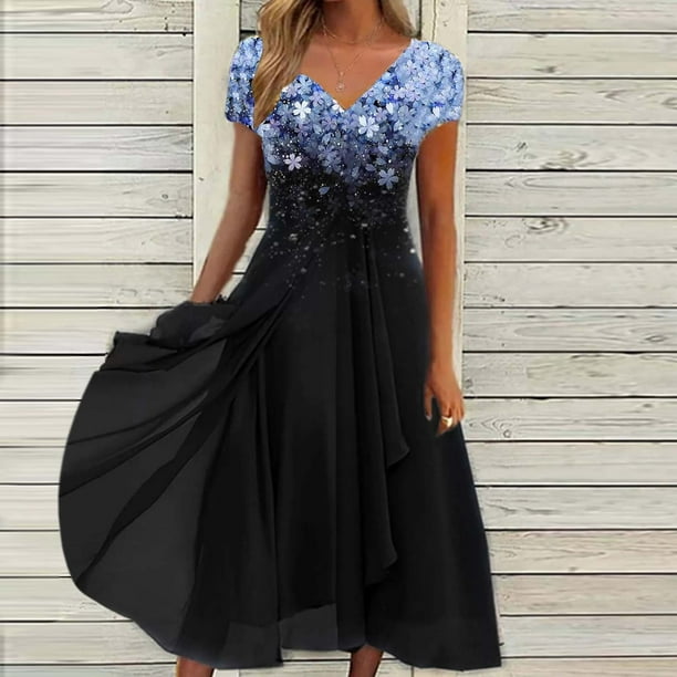 WILLBEST Vestidos Largos Casuales para Mujer Moda Mujer Tendencia Ocio Moda Vestido de Gasa Grande