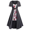 thumbnail image 1 of Vestido de Cuello con Estampado de Flores en Talla Extra Rosegal Vestidos casuales de talla grande, 1 of 5