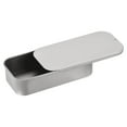 thumbnail image 4 of Unique Bargains Metal Tin Box, 3.54' x 1.77' x 0.79' Empty Tinplate Storage Containers with Sliding Lids, Silver Tone, 2 Pack, 4 of 5