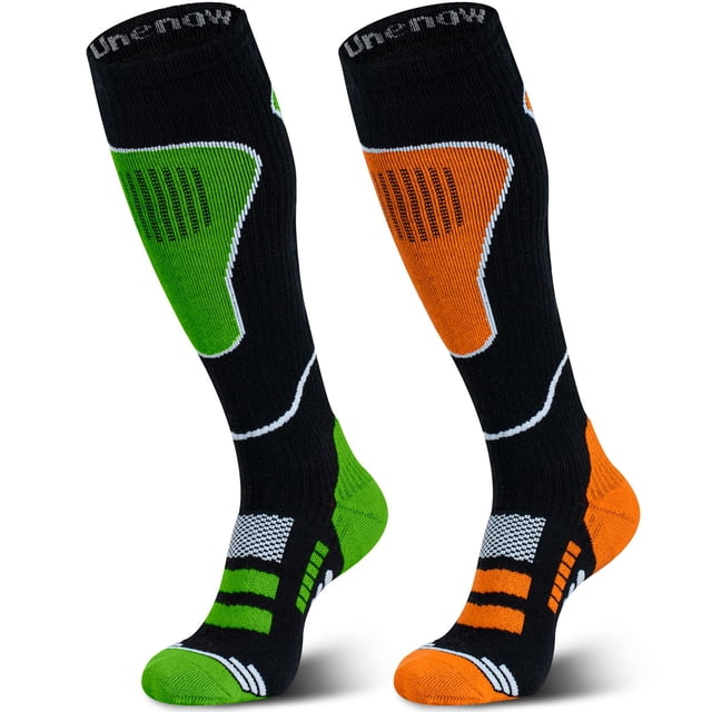 Calcetines de esquí Unenow de lana merino térmicos hasta la rodilla, 2 pares