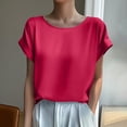 thumbnail image 2 of Maean Womens Satin Silky Tops Summer Short Sleeve Crewneck Causal Business Dressy Shirts Work Tunic Top, 2 of 3