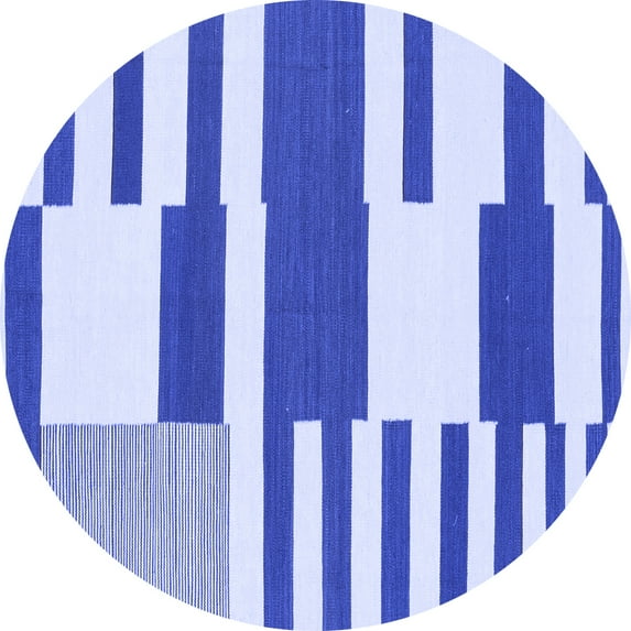 Ahgly Company Machine Washable Indoor Round Abstract Blue Modern Area Rugs, 4' Round