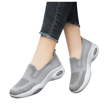 Ierhent Walking Sneakers for Women Women s Slip On Fashion Sneaker  Slip on Shoes for Women Loafers Comfort Casual Low Top Sneakers(Grey 7.5)