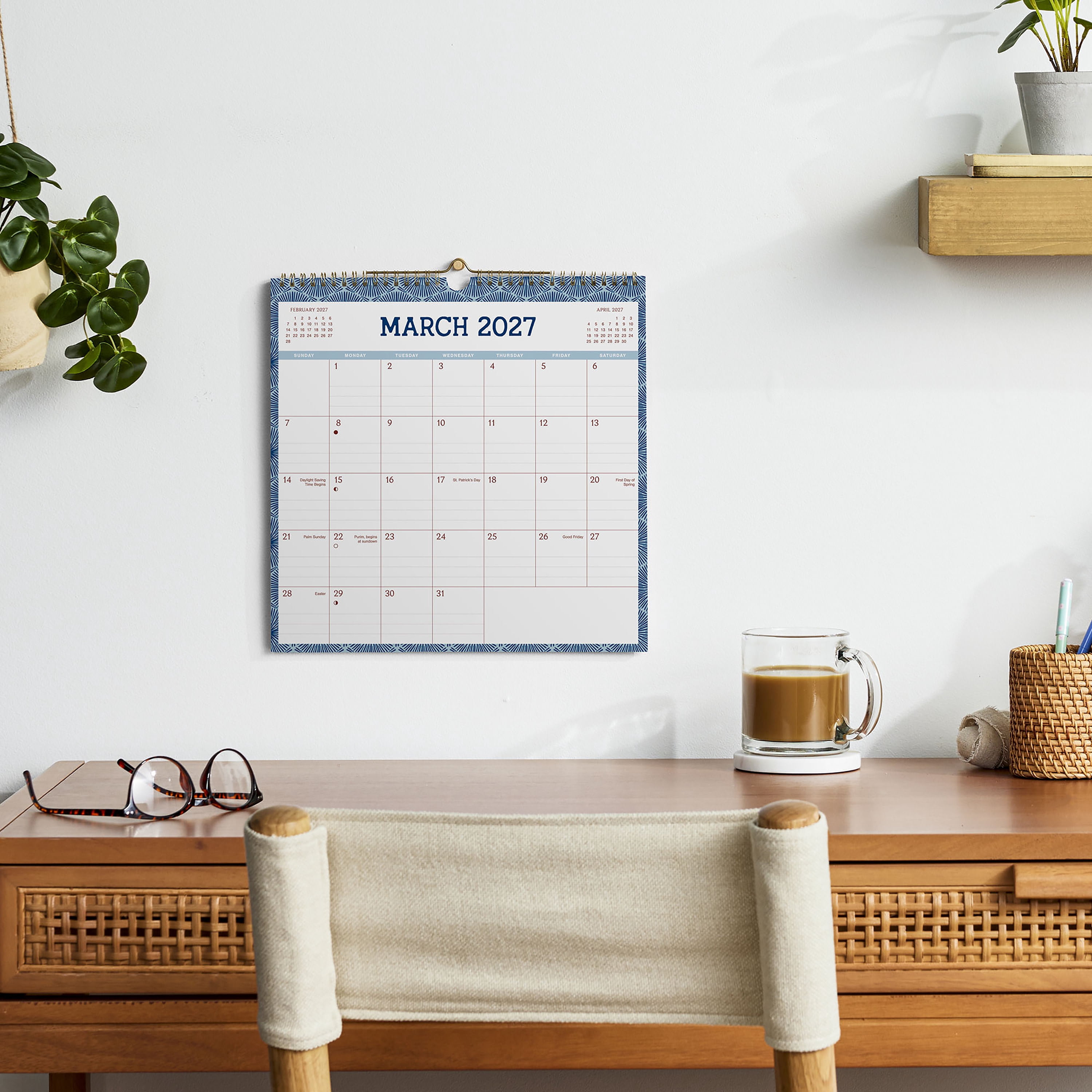 2027 Pen+Gear Pattern Spiral Calendar 12x12 January-December Gridded