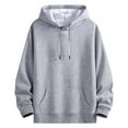 thumbnail image 3 of Txeol Mens Fleece Lined Hoodies Sweatshirt Long Sleeve Hooded Pullover Lightweight Casual Solid Color Drawstring Hoodie with Kangaroo Pocket,M Gray, 3 of 10