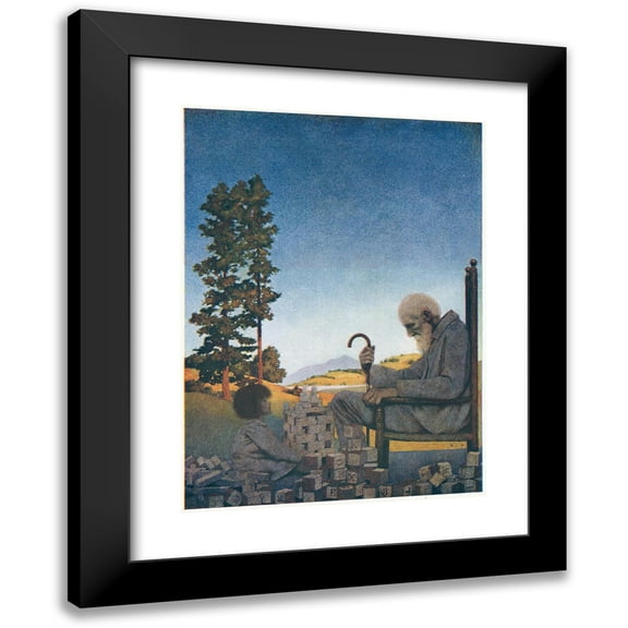 Maxfield Parrish 11x14 Black Modern Framed Museum Art Print Titled - Shuffle-Shoon and Amber-Locks (1904)