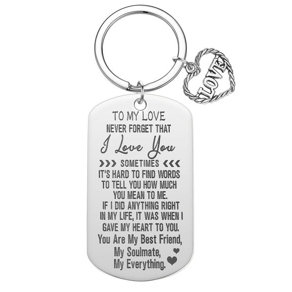 Wife Husband To My Love Key Chains Stainless Steel Rose Keychain Fashion Jewelry Christmas Gift Soulmate Keyring for Lover