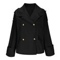 thumbnail image 6 of Fnooota Trench Coats for Women, Casual Lapel Collar Loose Fit Double Breasted Fall Outerwear with Pockets Black Size 2XL, 6 of 7