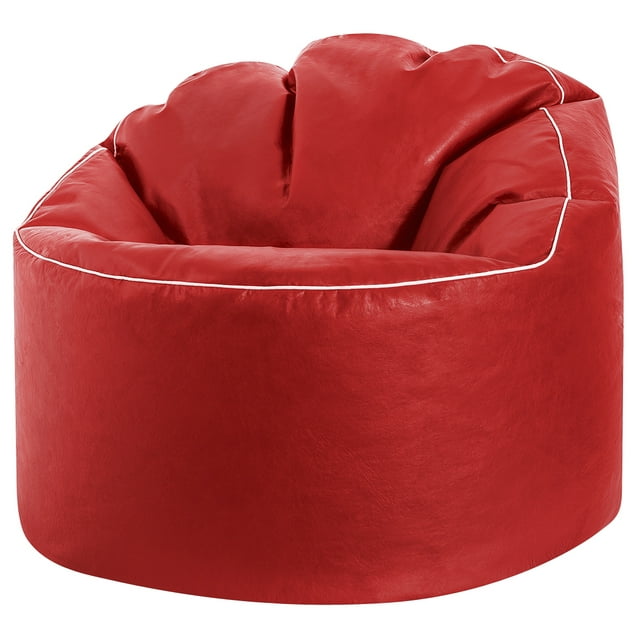 Gouchee Home Tube Cosy Collection Contemporary Faux Leather Upholstered Round Bean Bag Chair