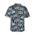 thumbnail image 3 of Balery Blue Excavator Print Men's Hawaiian Shirts Short Sleeve Beach Shirt Relaxed Fit Vacation Button Down Shirts-, 3 of 9