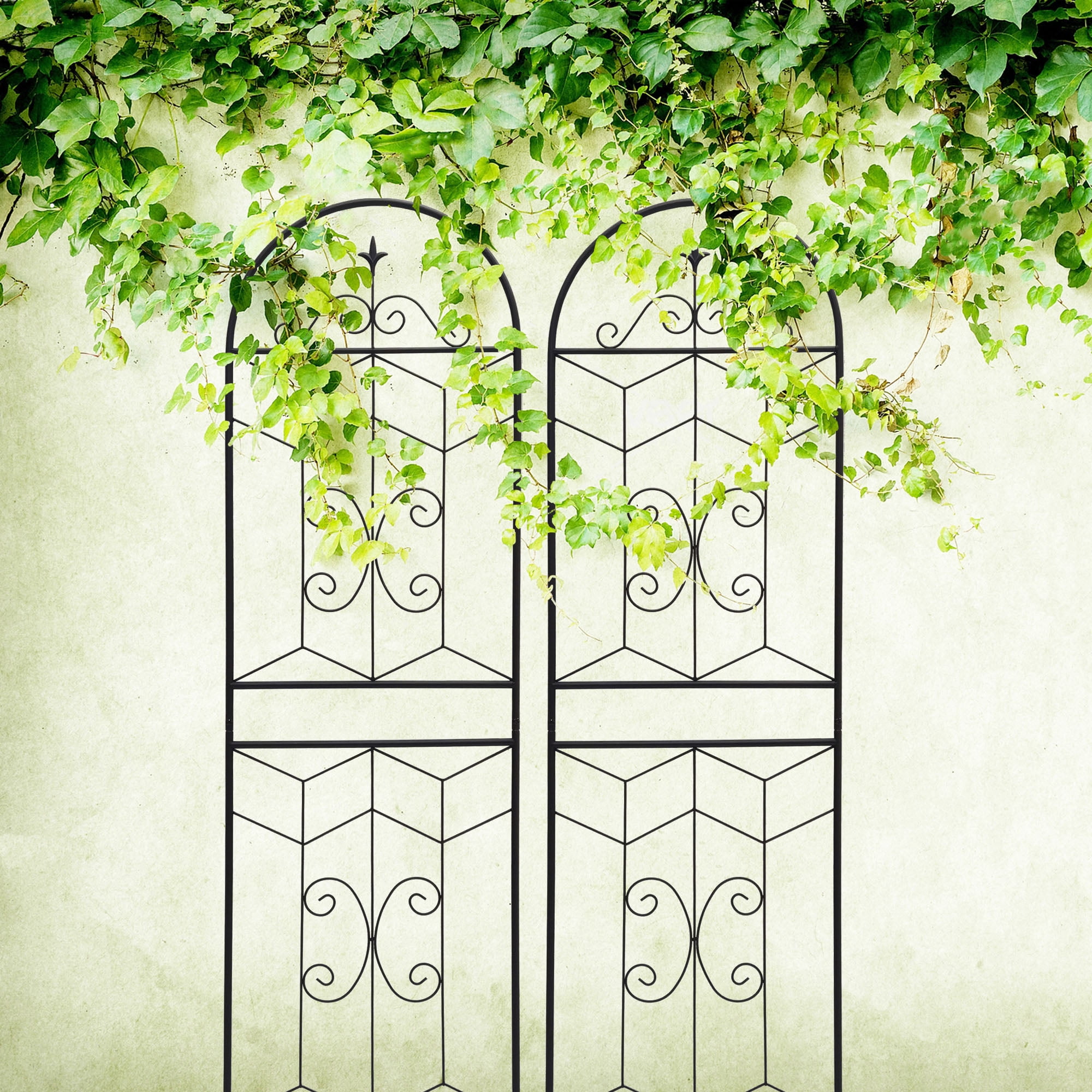 2 Pack 71" H Large Heavy Duty Garden Rustproof Iron Plant Trellis for Potted Plant Support Metal Climbing Rose Trellis Vine Vegetable Cucumber