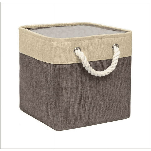 Cesta de almacenamiento plegable, 1 paquete, cesta de almacenamiento plegable con asas de transporte de algodón resistente para estante, armario, guardería, hogar, oficina, organización de 13 pulgadas