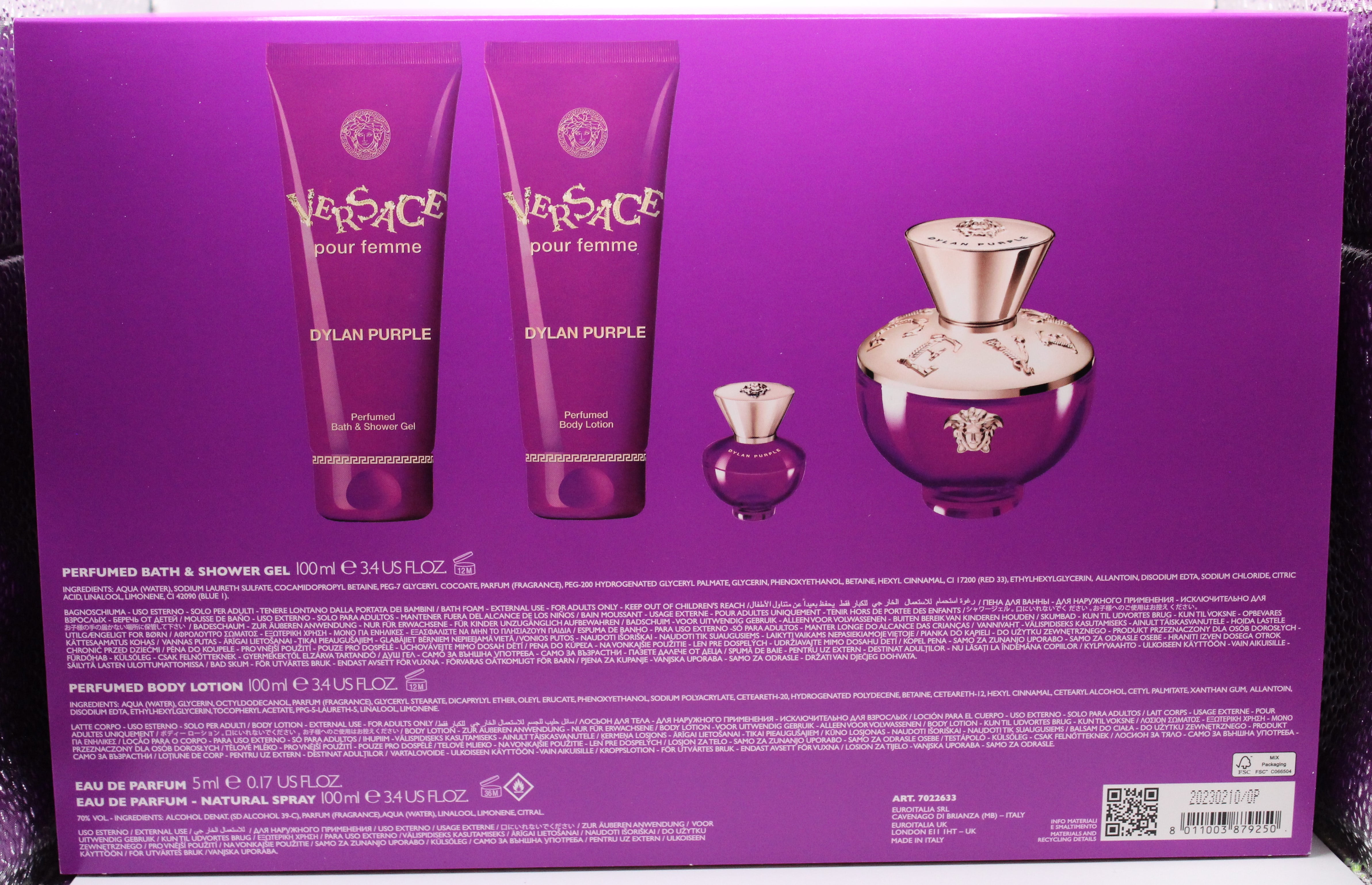 Versace Dylan Purple 4 Pc Women's Perfume Gift Set - Eau De Parfum