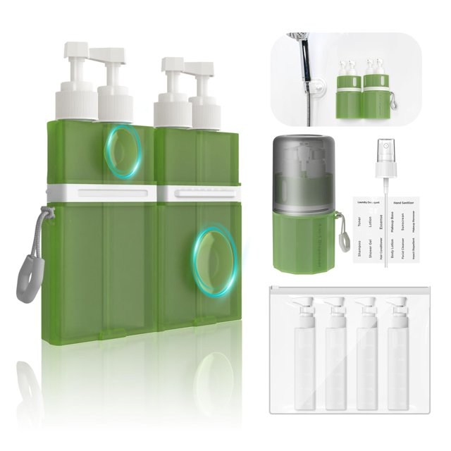 Juego de botellas de viaje YOTIME, ventosa de silicona al vacío 4 en 1