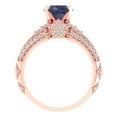 thumbnail image 4 of 1.99 ct Brilliant Round Cut Blue Sapphire 18K Rose Gold Solitaire with Accents Engagement Bridal Wedding Ring Band Set size 9.25, 4 of 7