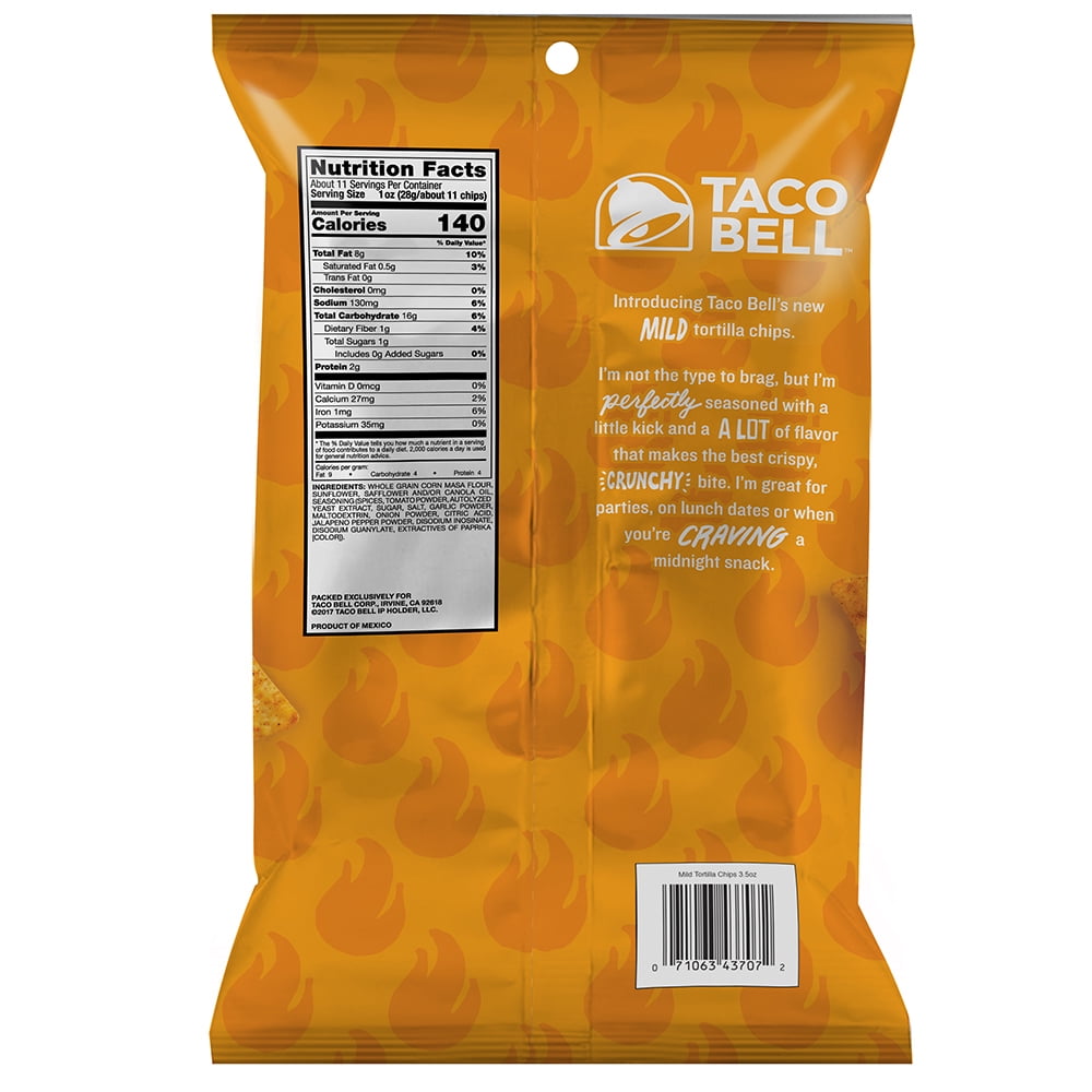 Taco Bell Mild! Gluten-Free Tortilla Chips, Snack Pack, 3.5 oz