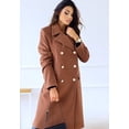 thumbnail image 4 of LinYooLi Women's Notch Lapel Double Breasted Pea Coat Winter Casual Wool Blend Overcoat Long Shacket Jacket, 4 of 5