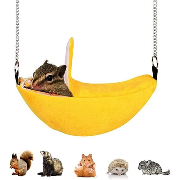 QUETO Hamster Hammock,Hanging Hammock Hamster Hanging House Banana Hamster Bed Cotton Cage for Small Animals Hamster Sleeping Nest Toys Swing Cage Soft and Warm Hamster House