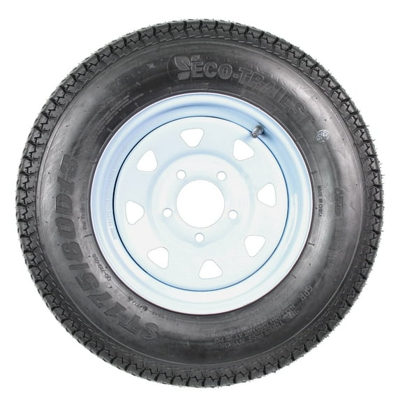 Trailer Tire On Rim ST17580D13 17580 D 13 Load c 5 Lug White Spoke Wheel