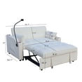 thumbnail image 5 of Modern Velvet Loveseat Futon Sofa, 3-in-1 Convertible Sleeper with Adjustable Backrest, Pull-Out Bed, USB Ports and Storage Pockets for Small Living Room, Beige, 5 of 6