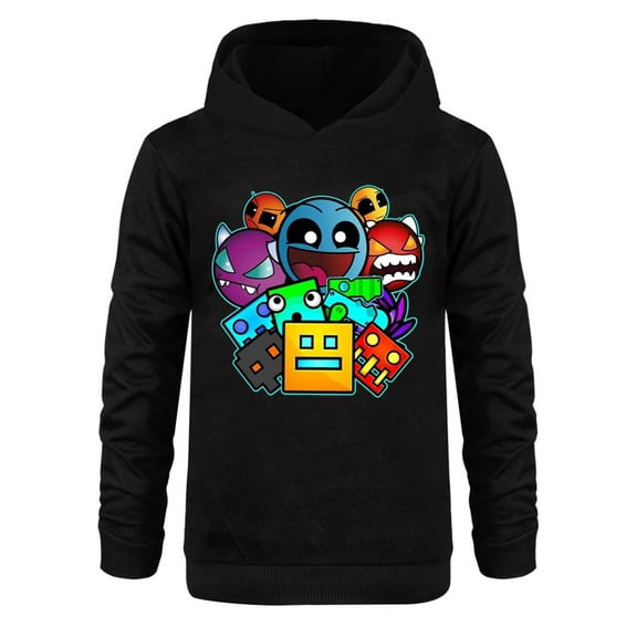 Geometry Dash boys' hoodie and girls' pure cotton pullover hoodie suitable for children aged 5-13