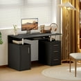 thumbnail image 2 of HOMCOM 47" Computer Desk with Keyboard Tray and Storage Drawers Black, 2 of 10