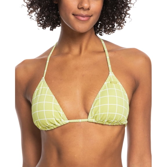 Juniors' Salty Shine Tiki Triangle Bikini Top Linden Green Check Me Out M
