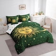 thumbnail image 2 of Homewish Retro Boho Sun Moon 7-Piece Twin Bedding,Bohemian Exotic Style Bedding Comforter Set,Green,Polkadot Reversible, 2 of 8