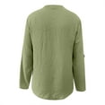 thumbnail image 3 of Women Solid Casual Button V Neck Pocket Long Sleeve T Shirt Top, 3 of 4