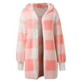 thumbnail image 4 of Letdown Womens Checkered Sherpa Jacket Plaid Long Sleeve Hoodies Coats Gingham Outwear with Pockets Loose Fit Winter warm Coat (Pink,M), 4 of 7