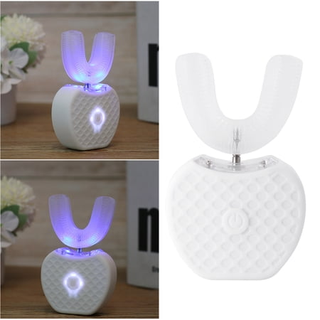 U-shaped Full-automatic Electric Toothbrush Practical Ultrasonic Whitening Toothbrush for Men Women Adults (White)