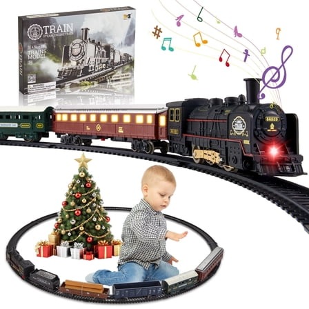 Lilian&Gema Electric Train Sets for Kids, Train Toys for Toddlers with Lights & Sound, Train Tracks Play Set with 5 Cars, Gifts for Boys Girls  3 4 5 6  Years Old