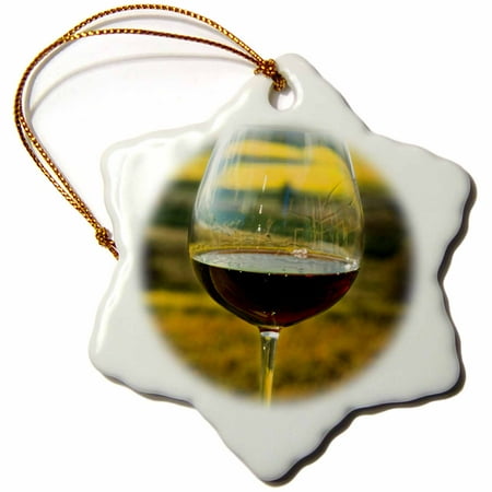 Martha's Vineyard Christmas Ornaments 3dRose Wine glass, Willamette Valley Vineyards, Oregon - US38 JMI0817 - Janis Miglavs, Snowflake Ornament, Porcelain, 3-inch ()