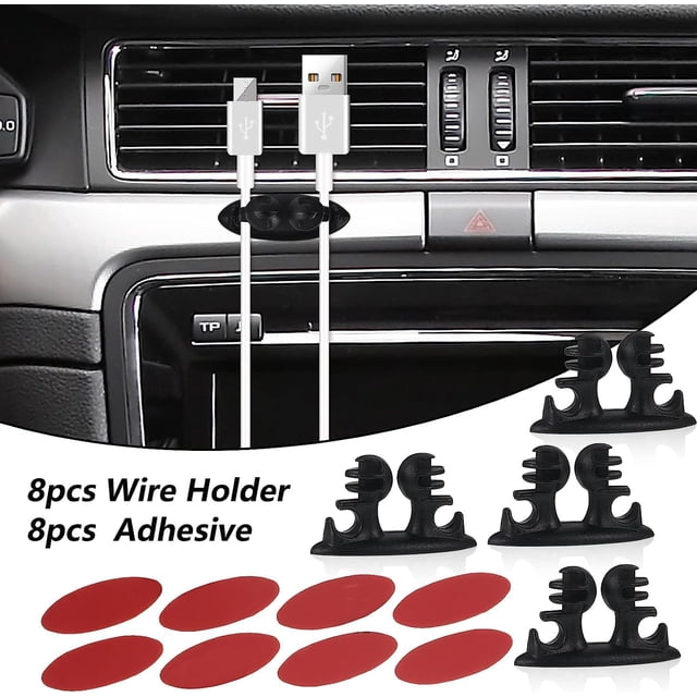 Sidaley Clip de Cable de coche resistente a impactos, 8 piezas, sujeta Cables de 6mm, No se requieren herramientas, abrazadera de Clip de Cable Vehículos, repuestos y accesorios Mis