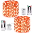 thumbnail image 1 of Morttic 2 Pack 50 LED 17 FT Copper Wire String Lights Battery Operated 8 Modes with Remote, Waterproof Fairy String Lights for Indoor Outdoor Home Wedding Party Decoration,Orange, 1 of 15