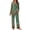 Armygreen-Floral, variant on Weekease Long Sleeve Pajamas Set for Women V Neck Tops Wide Leg Pants 2 Piece Lounge Fall Sleepwear with Pockets