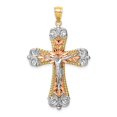 thumbnail image 1 of Quality Gold C4708 14K Tri-Color with Rhodium Crucifix Pendant, 1 of 1