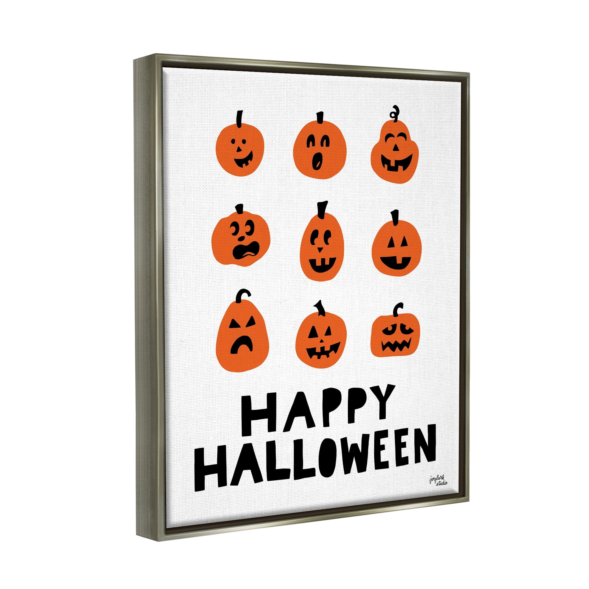 Stupell Industries Mixed Expressions Pumpkins Shapes Casual Halloween Typography Graphic Art Luster Gray Floating Framed Canvas Print Wall Art, Design by Jess Baskin