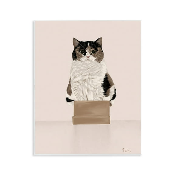 Stupell Industries Cat in Cardboard Box Animals & Insects Painting Unframed Art Print Wall Art, 11 x 14