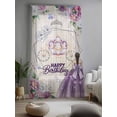 thumbnail image 2 of Sheer Curtains 84 Inches Long, Happy Birthday Semi Sheer Curtains Light Filtering Window Treatment, Purple Dress Crown Carriage Flowers Retro Privacy Voile Drapes for Living Room Bedroom 52x84 Inch, 2 of 7