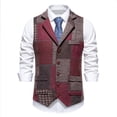 thumbnail image 3 of uikmnh Vests for Men Classic Lapel Retro Patchwork Houndstooth Vest for Men's Stylish Outerwear Wardrobe Size:S, 3 of 8