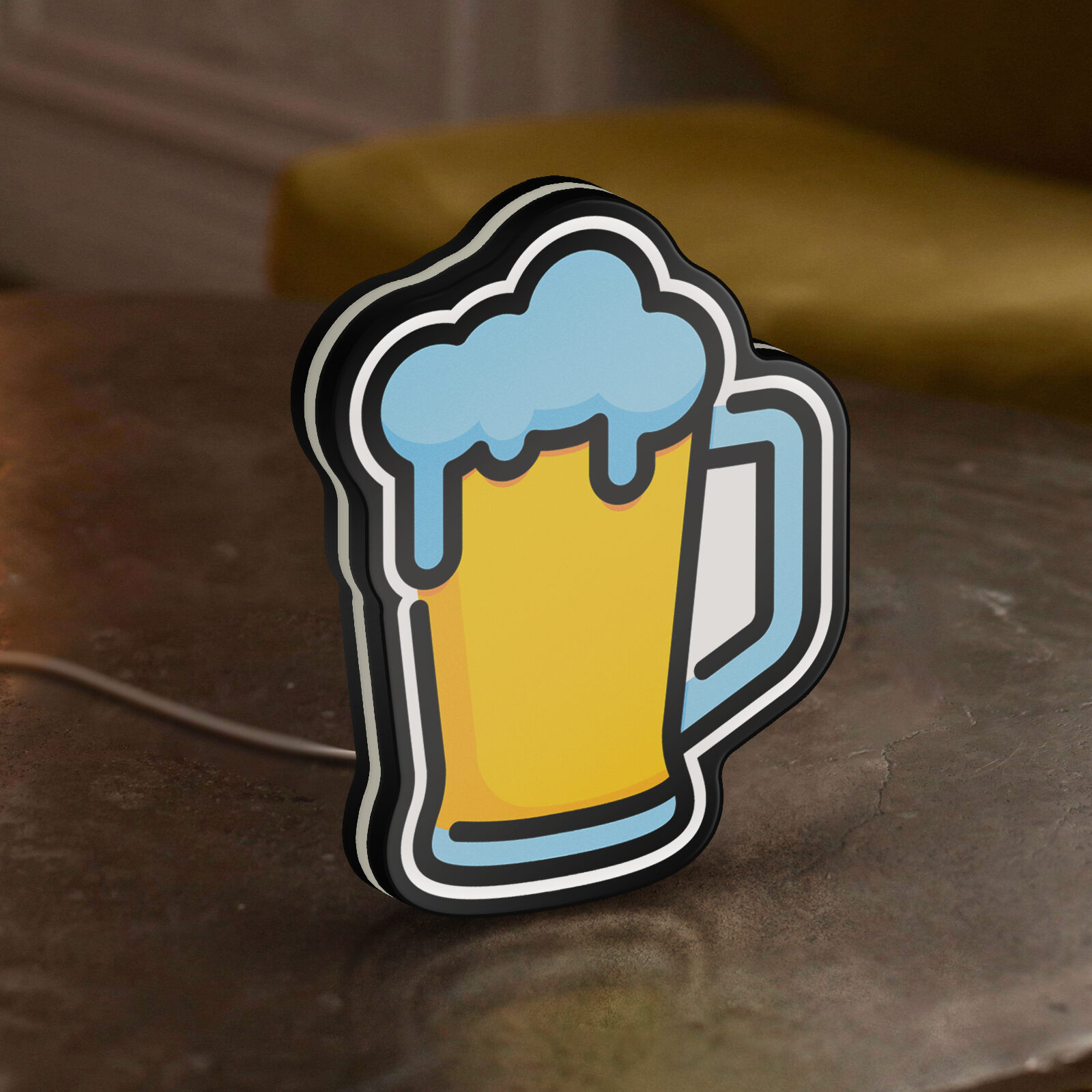 Beer Mug 3D Novelty Light Box for Bar Decor, Personalized Text Option, Alcohol Drink Lamp Featuring Glass Mug and Cold Beverage Design (Width 8 inch, 20cm)