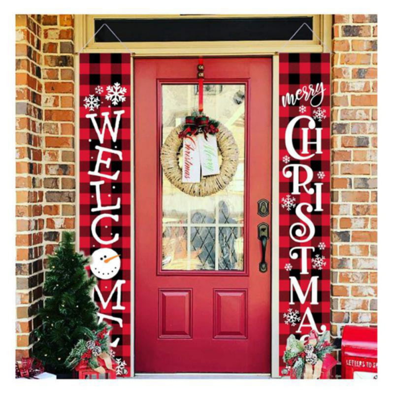 Details about   Merry Christmas Banner Christmas Porch Sign Decorations for Door  Wall Hanging 