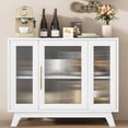 thumbnail image 5 of Accreate Accent Storage Cabinet, 36'' Sideboard Buffet Cabinet with Fluted Glass Door and Adjustable Shelf, White Coffee Bar Cabinet, White, 5 of 8