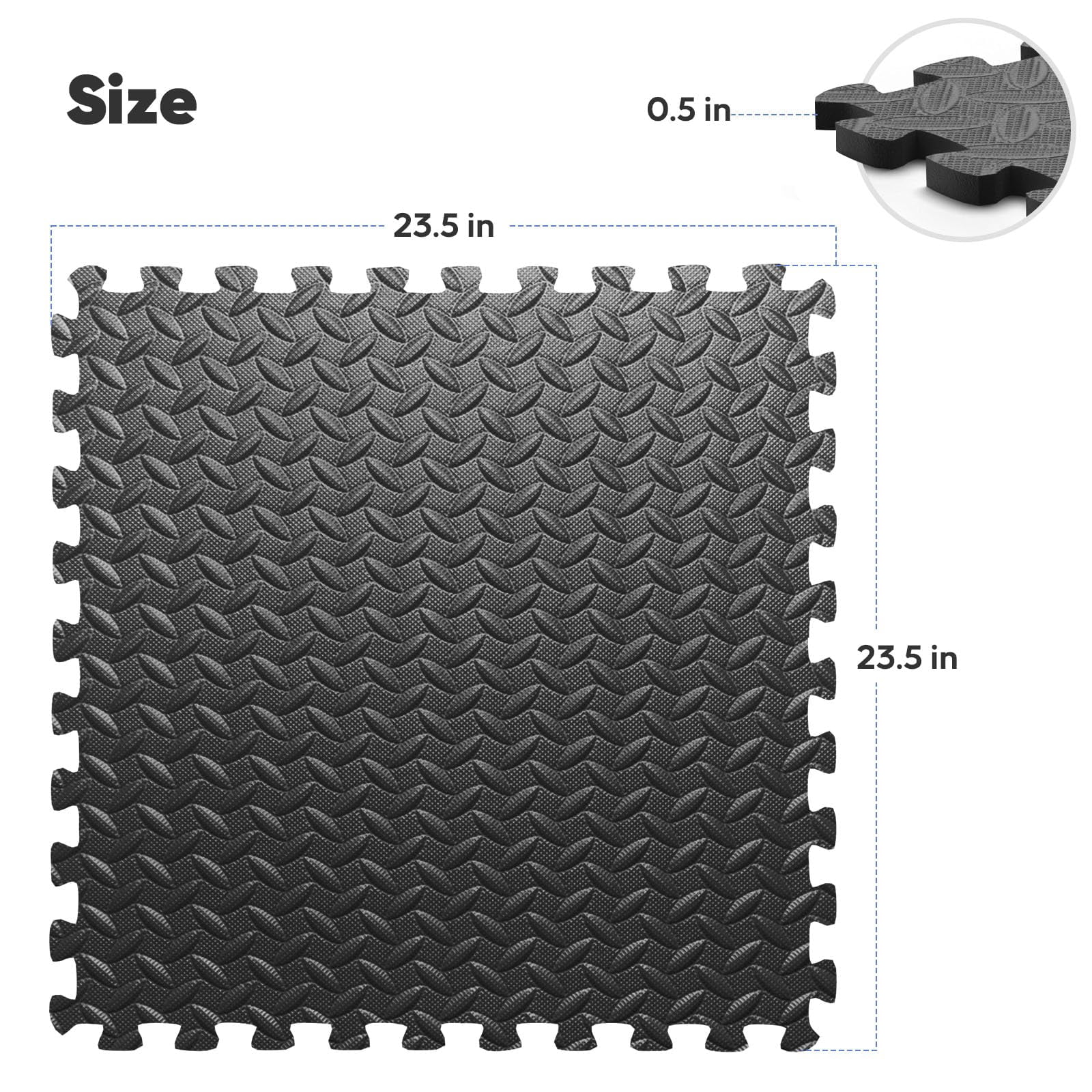 Black 24 Pack(96 SF) Interlocking Foam Floor Tiles Exercise Mat for Home Gym and Kids' Play Areas