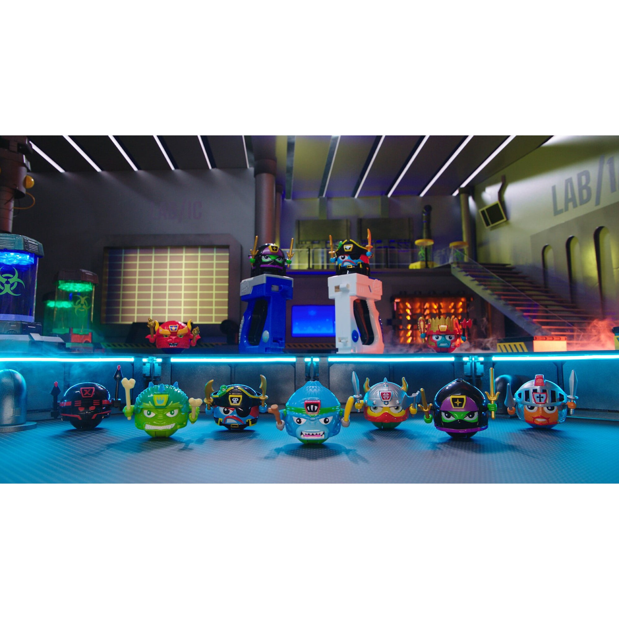 Battle Ballz: Training Pack - Evil Robot - Weapon Wielding Toy Figure, Rolling Colorful Ball Character, Training Ramp, Blow Your Lid Button, Kids 3+